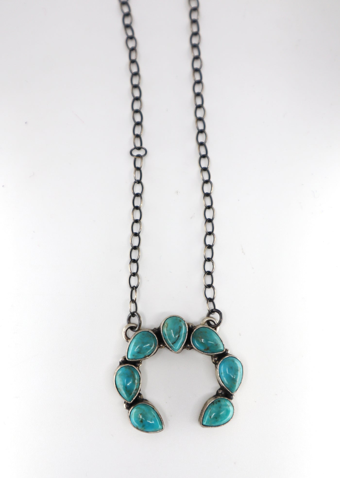 Handmade Sterling Silver Turquoise Horseshoe Necklace PSTPN04