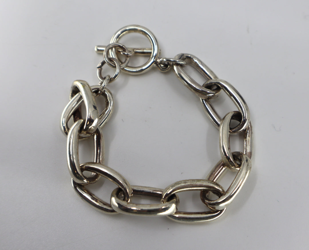 Handmade Sterling Silver Chunky Chain Bracelet PSTPB10 8-inch length 34.5g weight