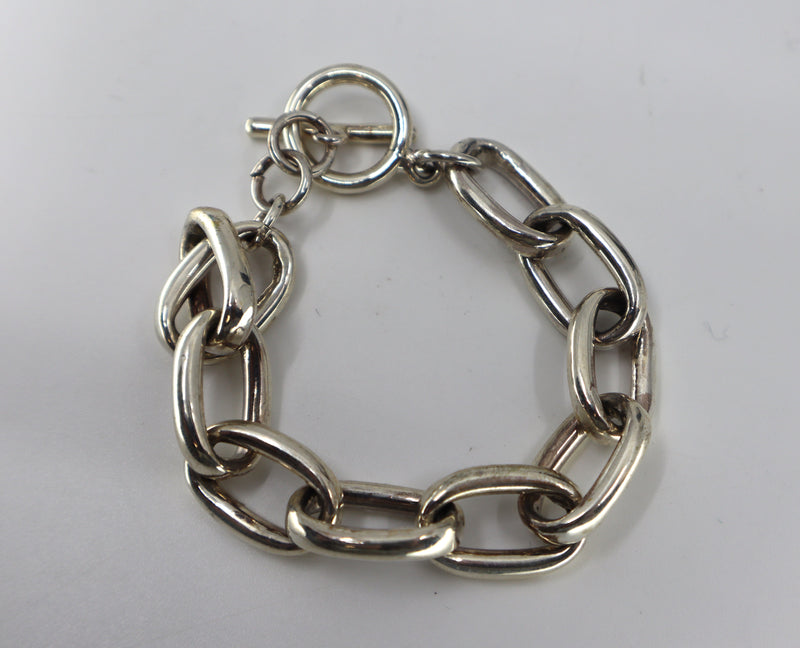 Handmade Sterling Silver Chunky Chain Bracelet PSTPB10 8-inch length 34.5g weight