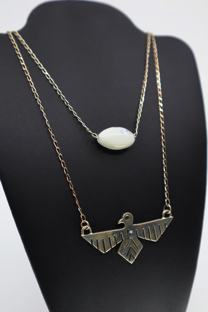 Sterling Silver Howlite Thunderbird Necklace stylish accessory