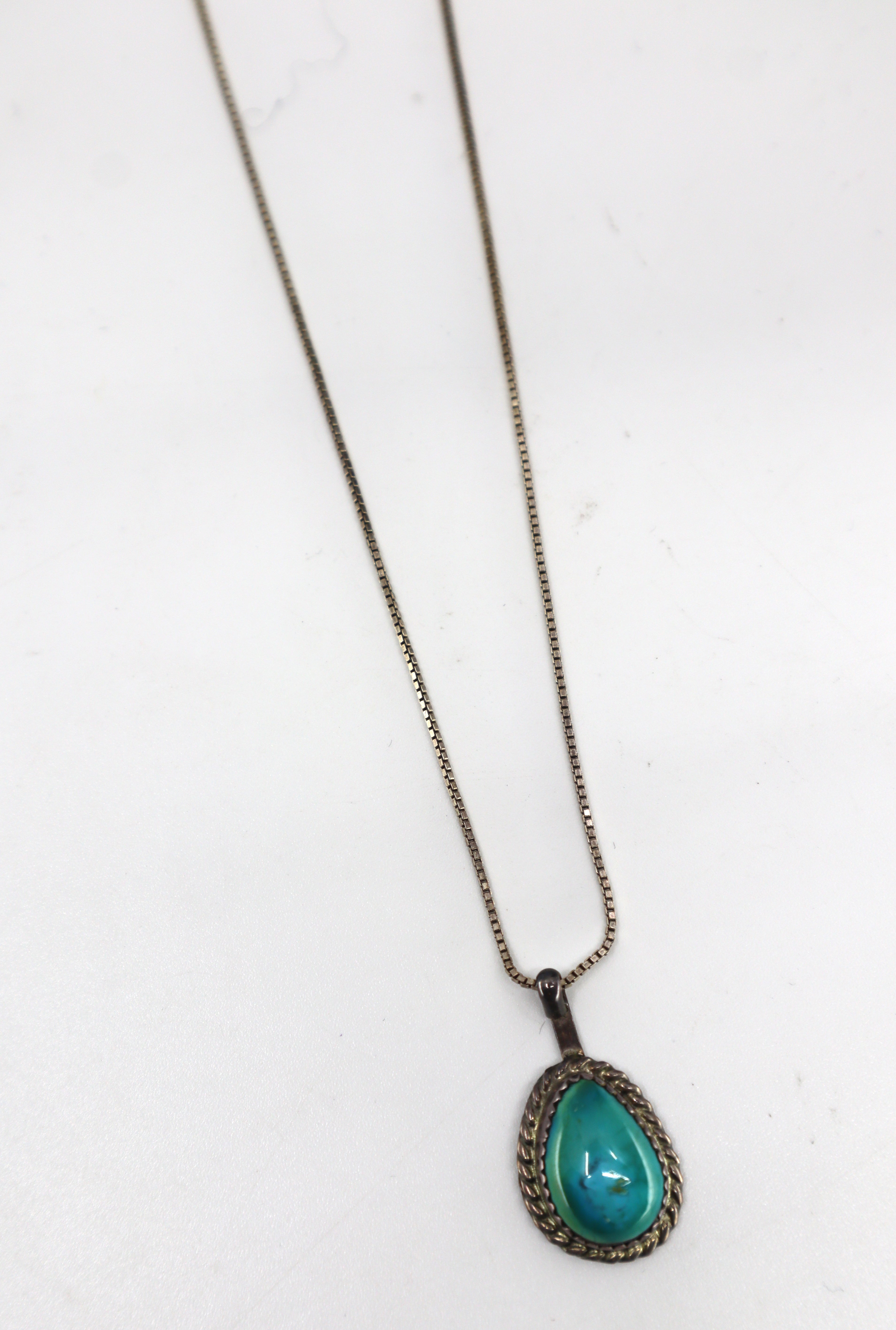 Handmade Sterling Silver Turquoise Drop Necklace PSTPN23