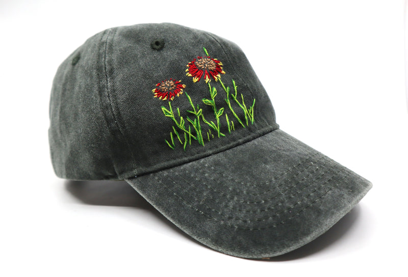 Wild Sour Blanket Flower Hat with hand-embroidered floral design in breathable 100% cotton