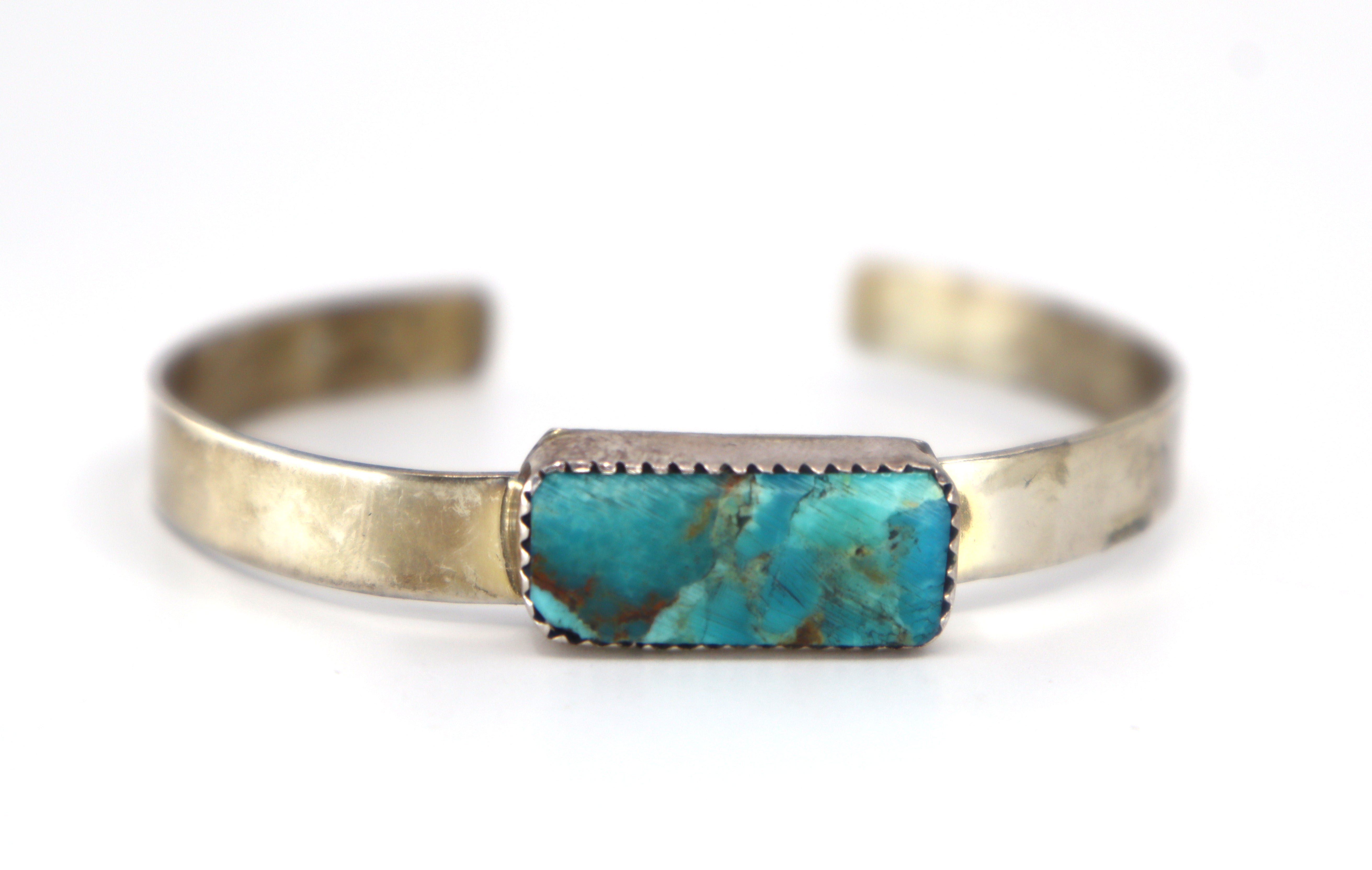 Handmade Navajo Sterling Turquois Bar Cuff