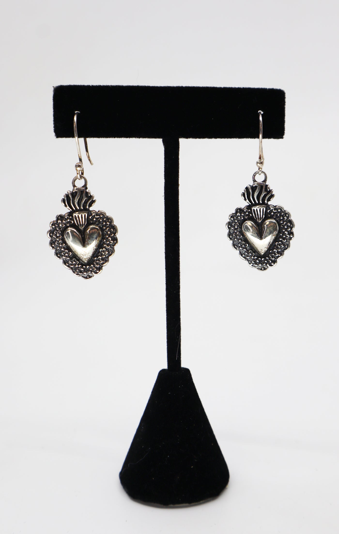 Handmade Sterling Silver Sacred Heart Earrings PSTPE37