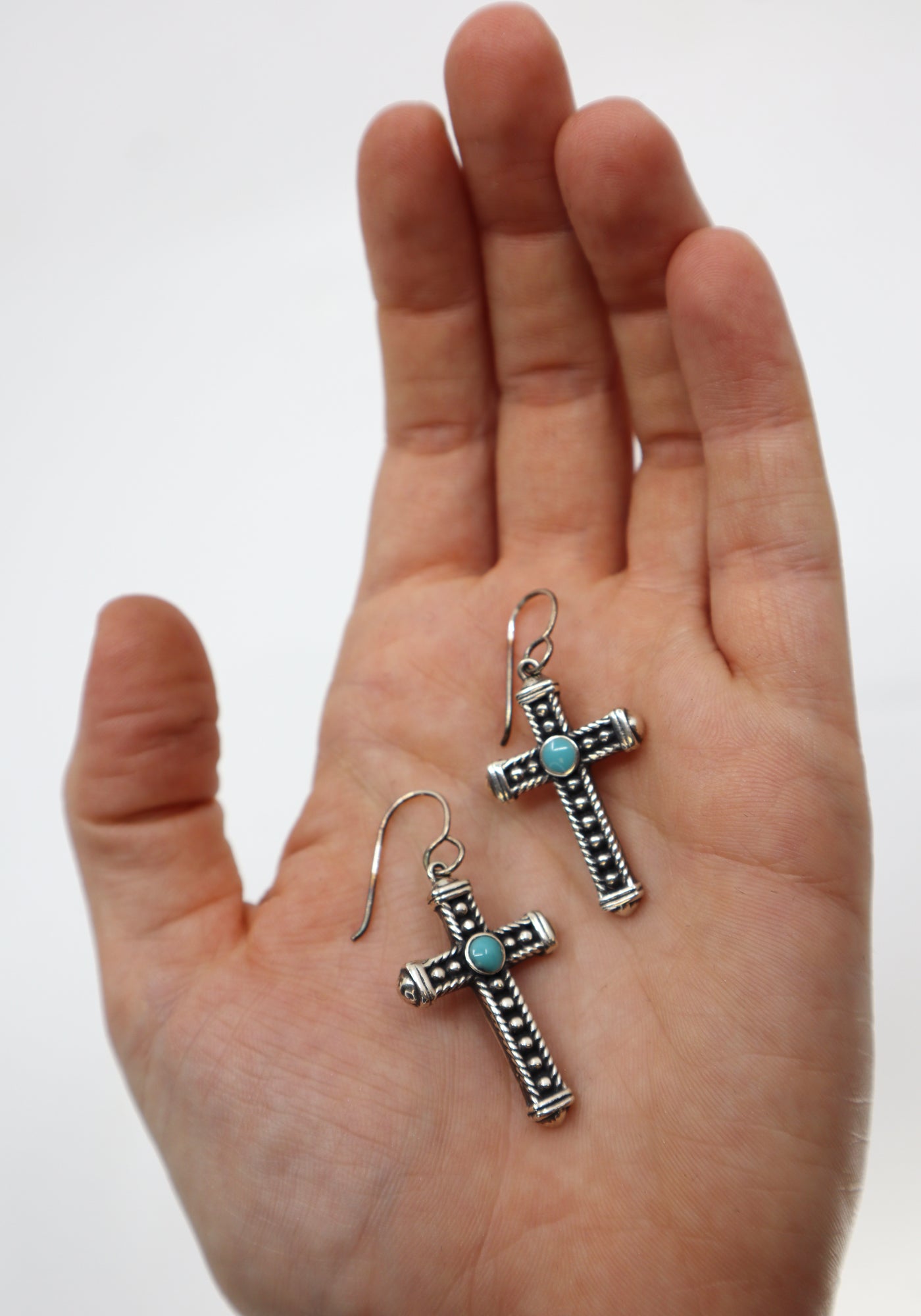 Handmade Sterling Silver Cross Earrings PSTPE10