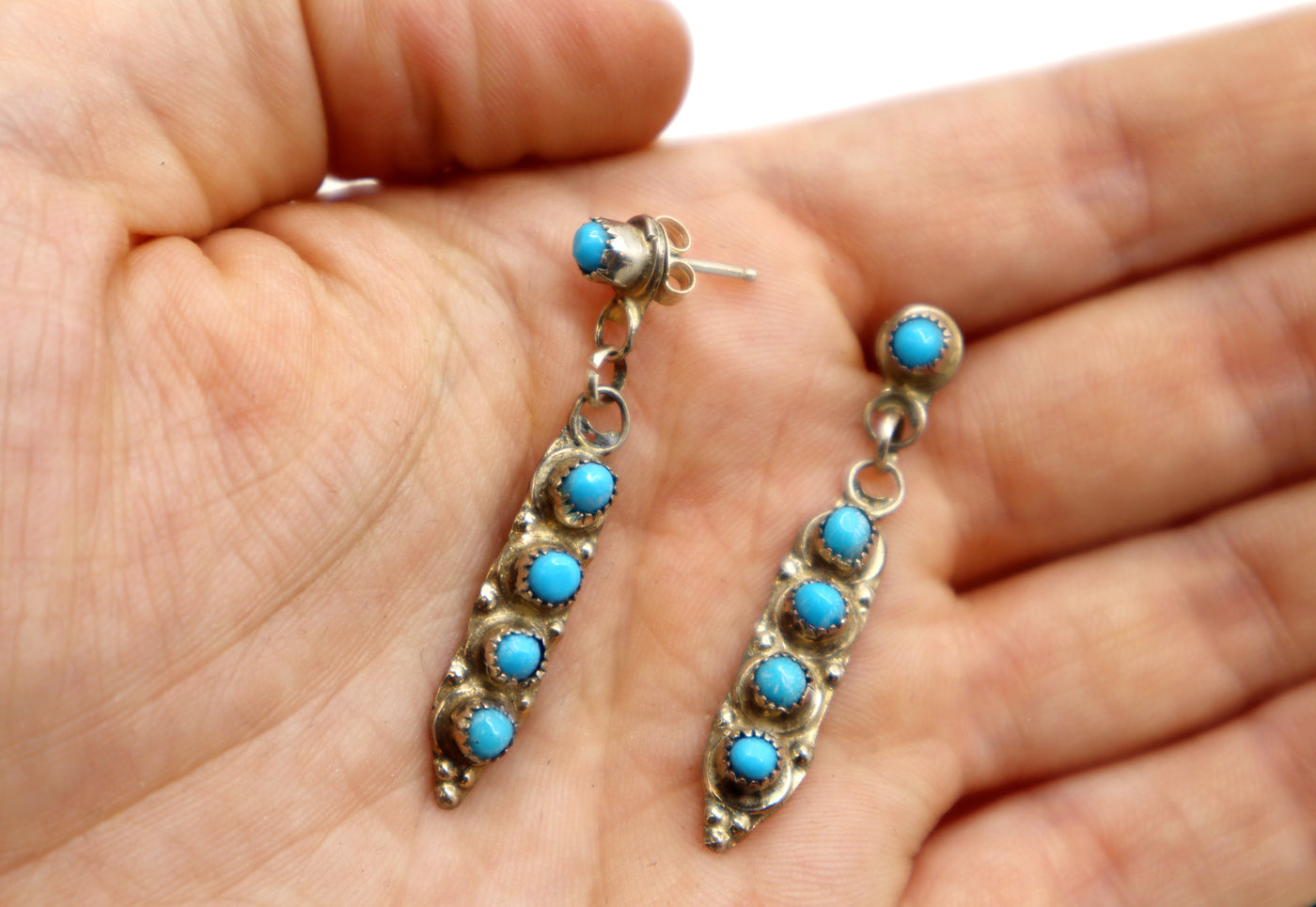 Handmade Sterling Silver and Turquoise Drop Earrings PSTPE12