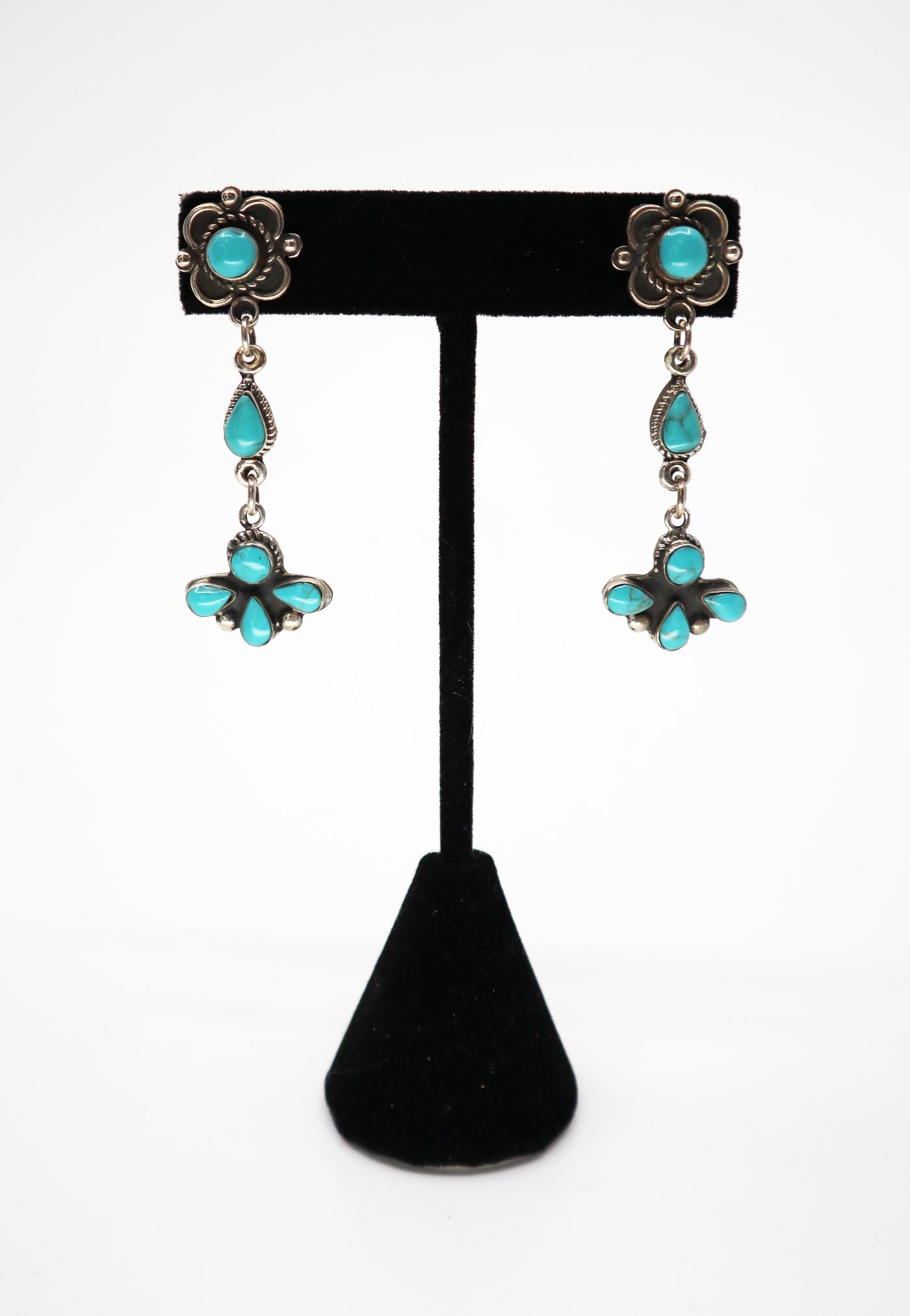 Handmade Sterling Silver and Turquoise Drop Earrings PSTPE08