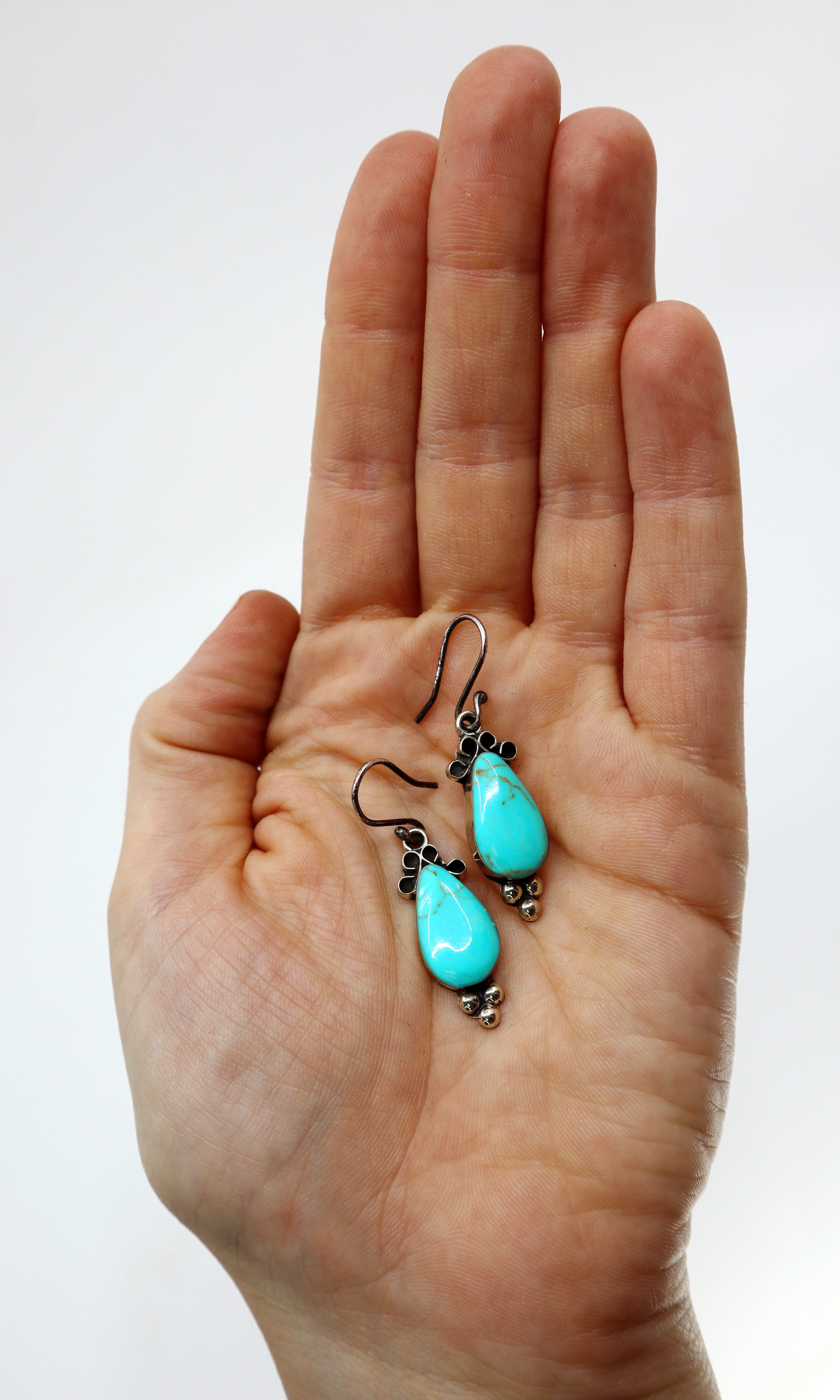 Handmade Sterling Silver and Turquoise Drop Earrings PSTPE31