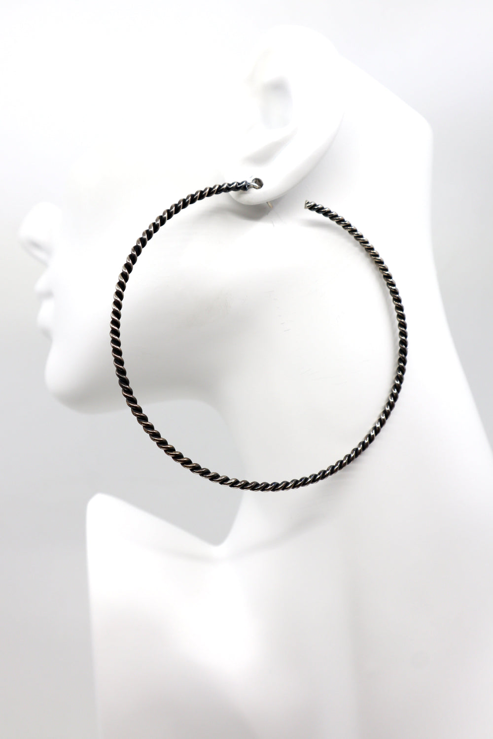 Handmade Sterling Silver Hoop Earrings PSTPE51 with 3-inch diameter