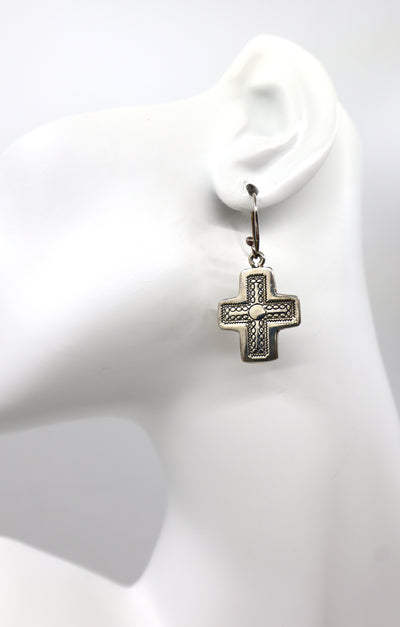 Handmade Sterling Silver Cross Earrings PSTPE43