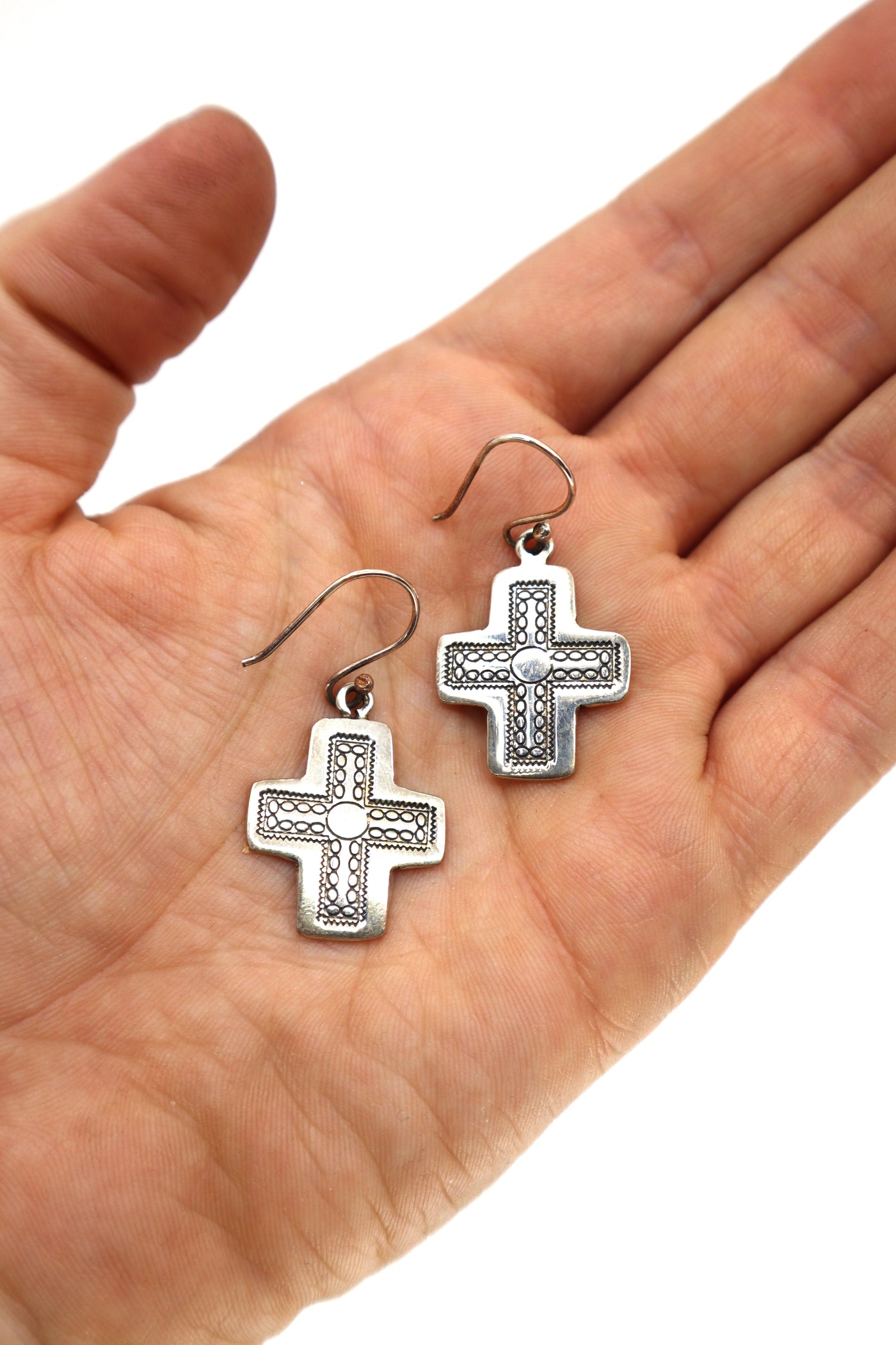 Handmade Sterling Silver Cross Earrings PSTPE43