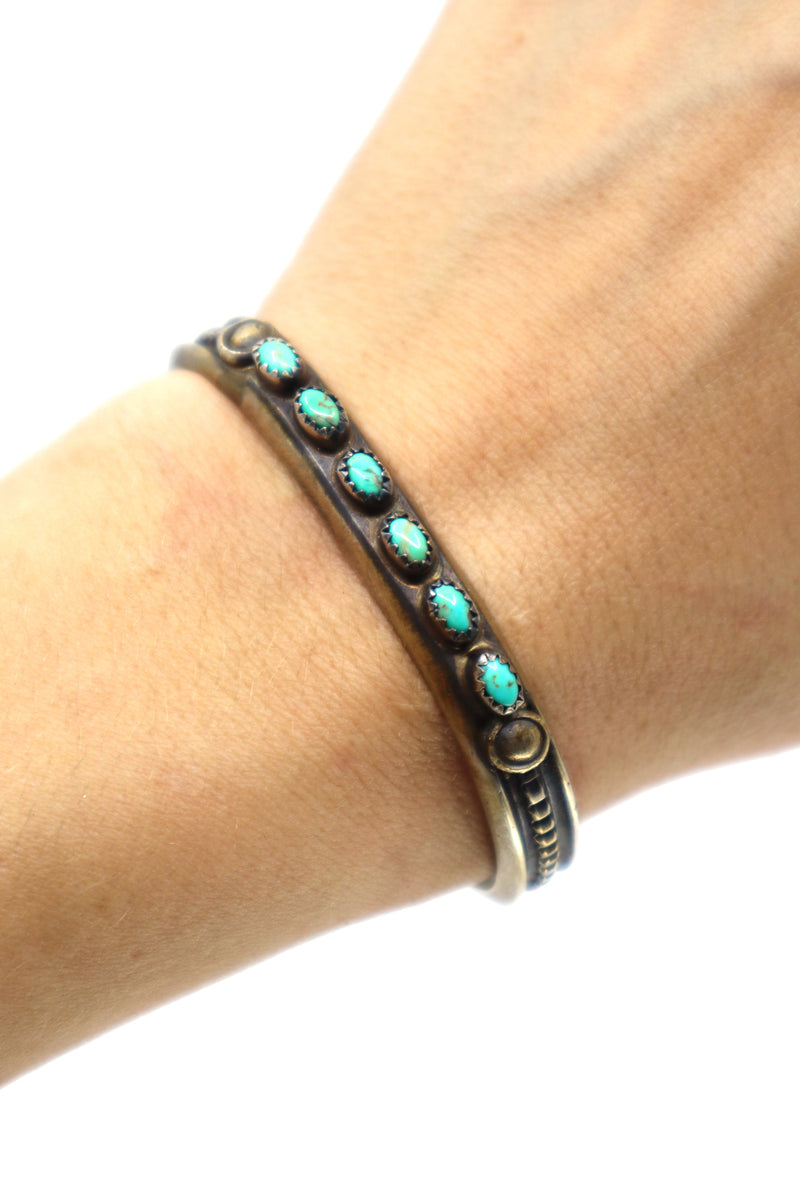 Handmade sterling silver turquoise cuff bracelet PSTPC09 weighing 29g