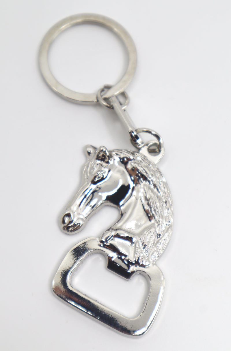 Steel Horse Bottle Opener key ring with horse head design and durable metal finish