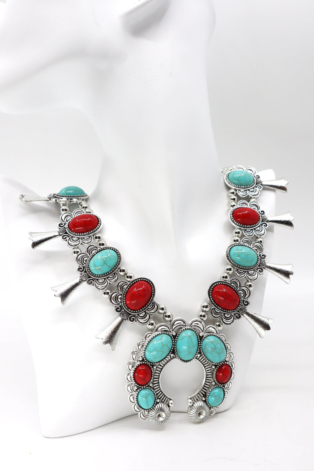 Statement large collar retro moon pendant necklace with boho vintage tribal design