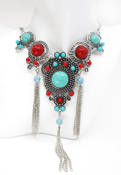 Statement Large Collar Retro Moon Pendant Necklace