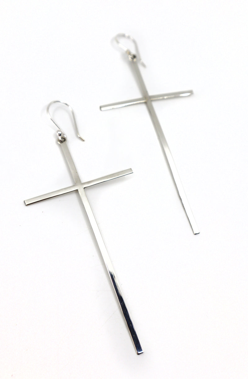 Handmade Sterling Silver Cross Earrings PSTPE32