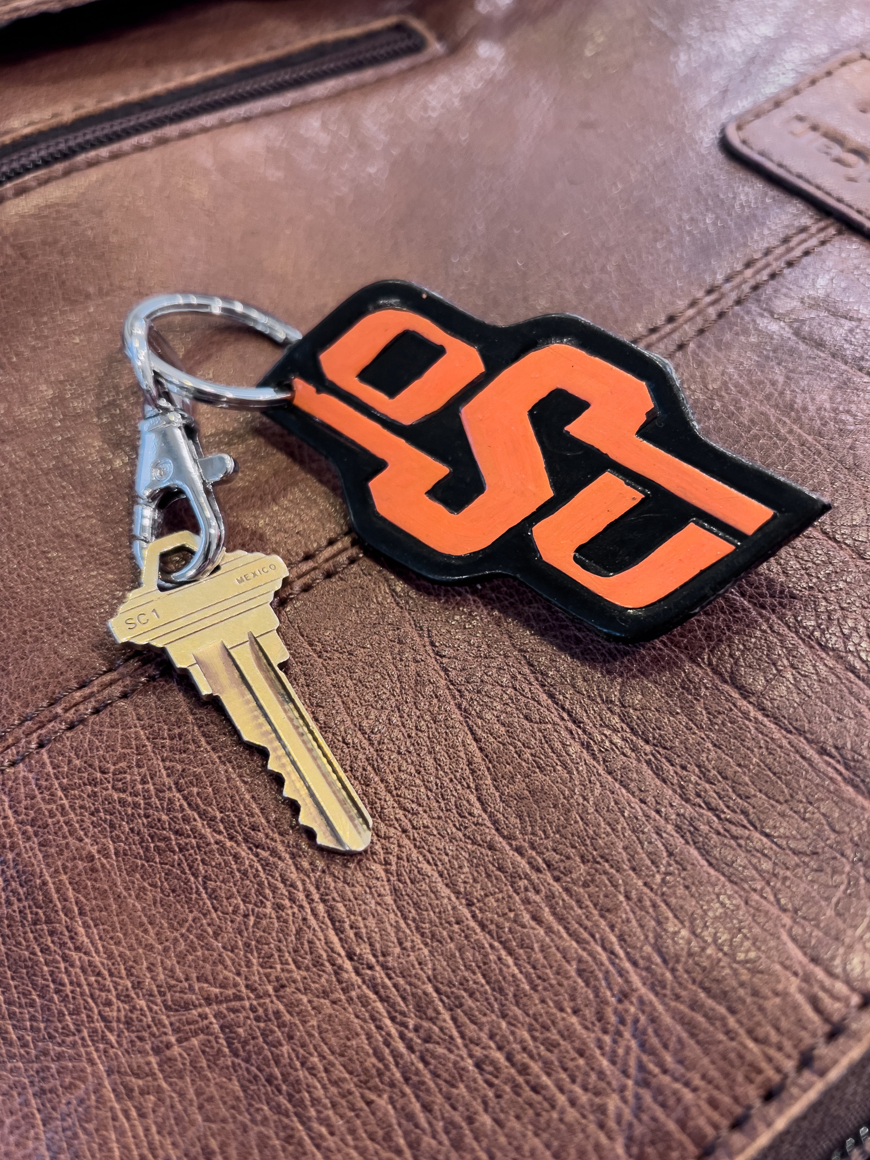 OSU Leather Key Ring PSTPKR04