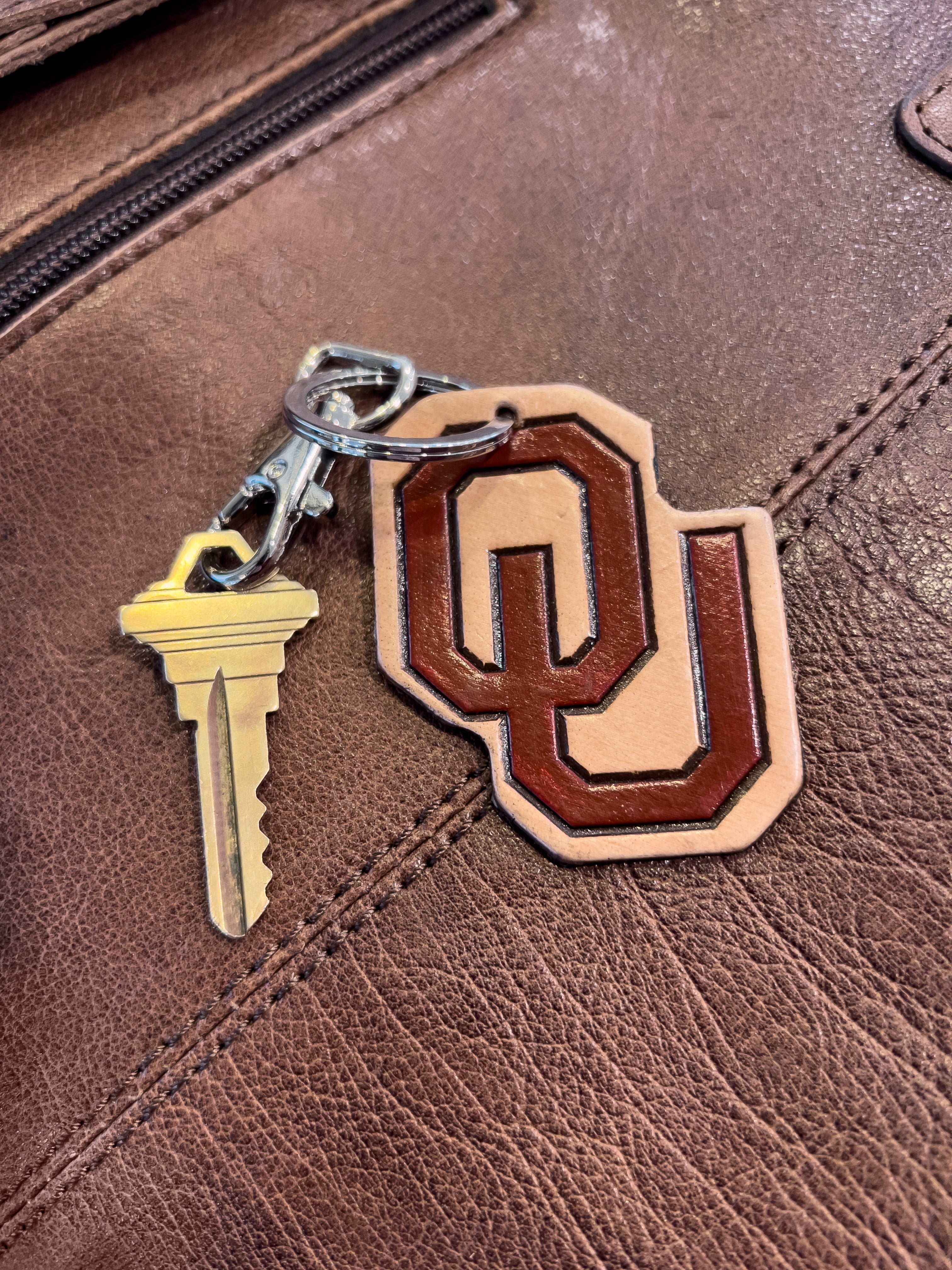 OU Leather Key Ring