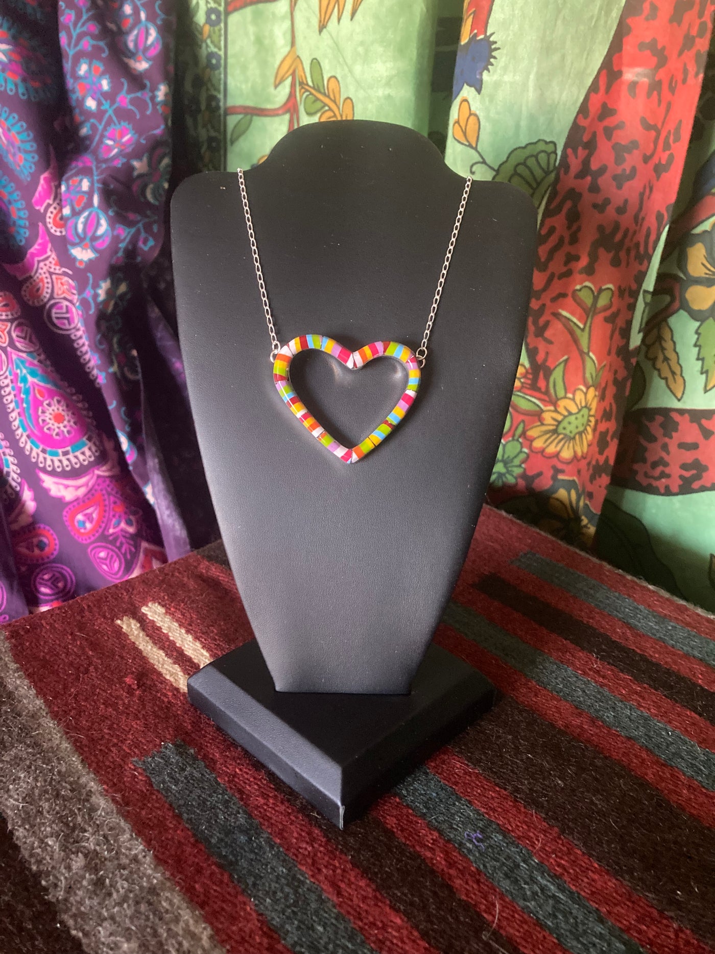 Handmade Sterling Silver Gem Stone Heart Necklace PSTPN06