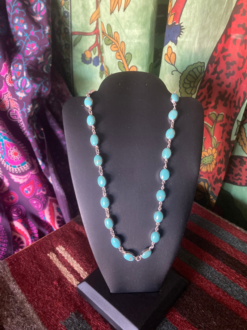 Handmade Sterling Silver Turquoise Choker Necklace PSTPN03