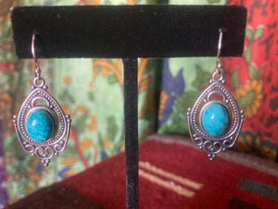 Handmade 925 Sterling Silver Turquoise Drop Dangle Earrings PSTPE02