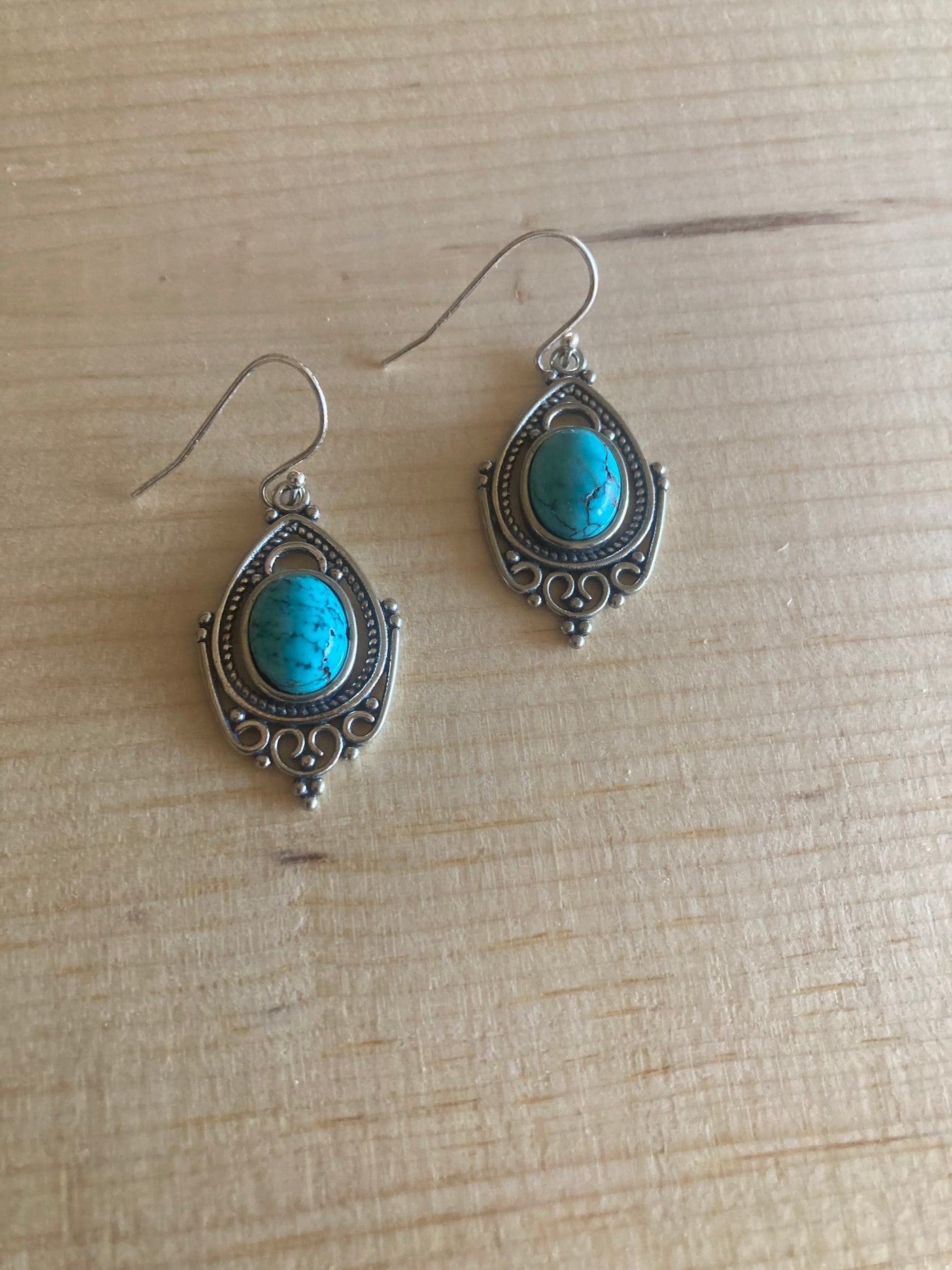 Handmade 925 Sterling Silver Turquoise Drop Dangle Earrings PSTPE02
