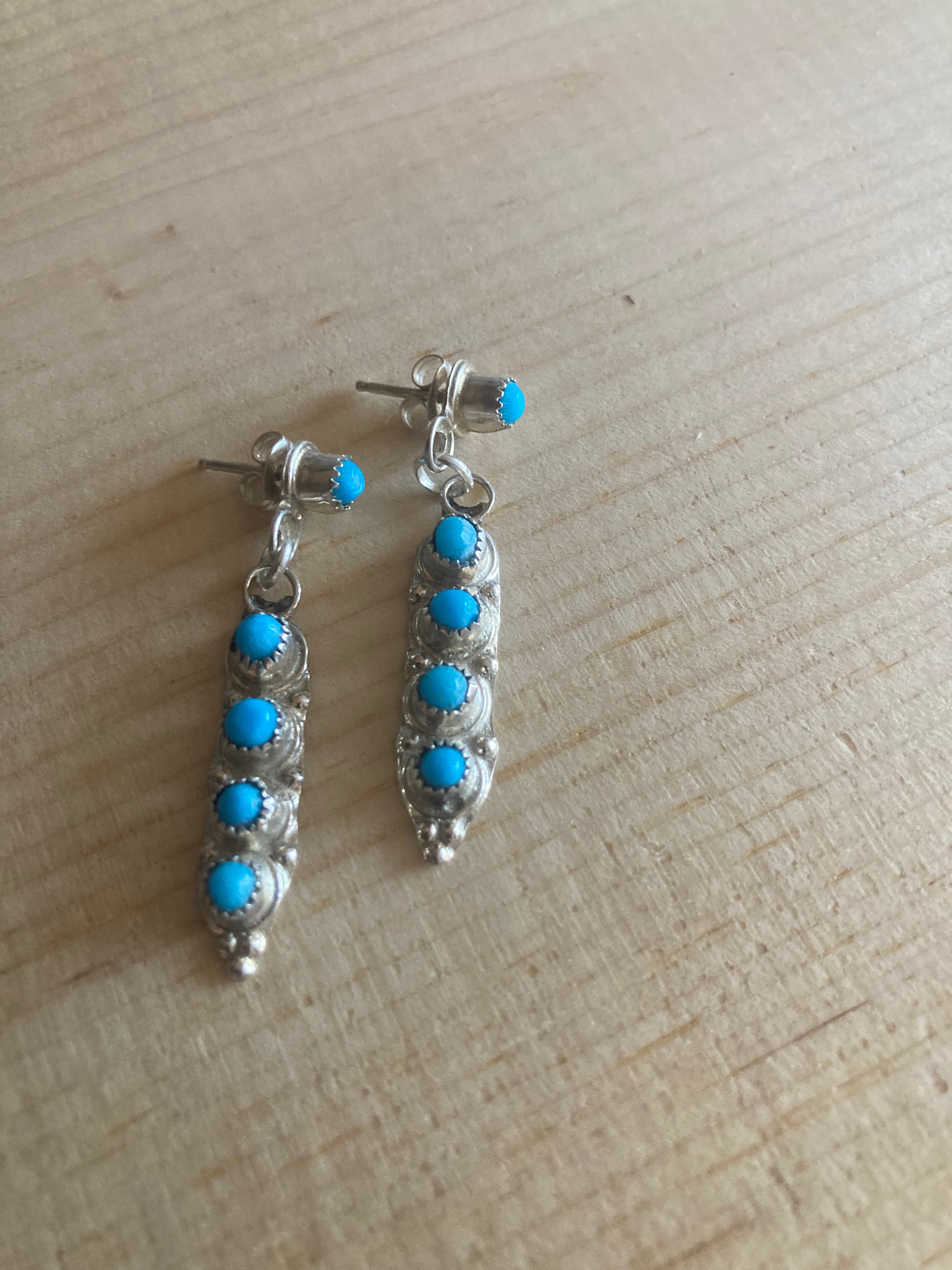 Handmade Sterling Silver and Turquoise Drop Earrings PSTPE12
