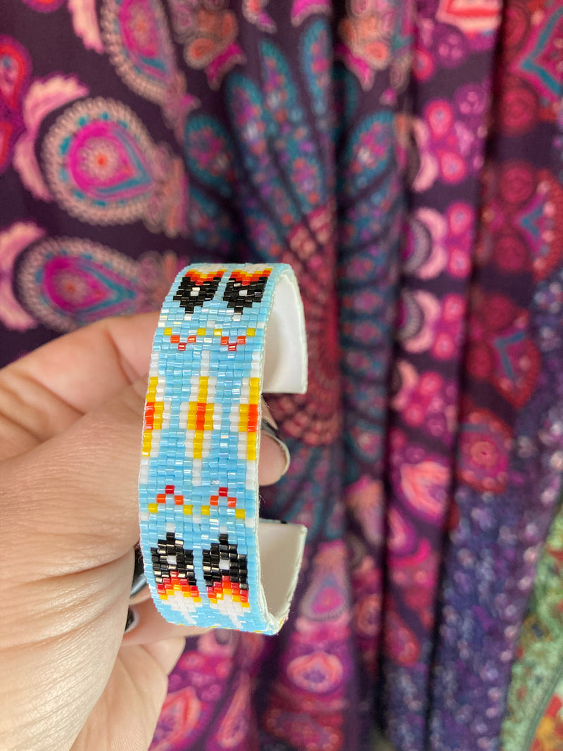 Handmade Beaded Cuff Bracelet Blue PSTPC07