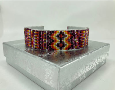 Handmade Beaded Cuff Bracelet Purple PSTPC08