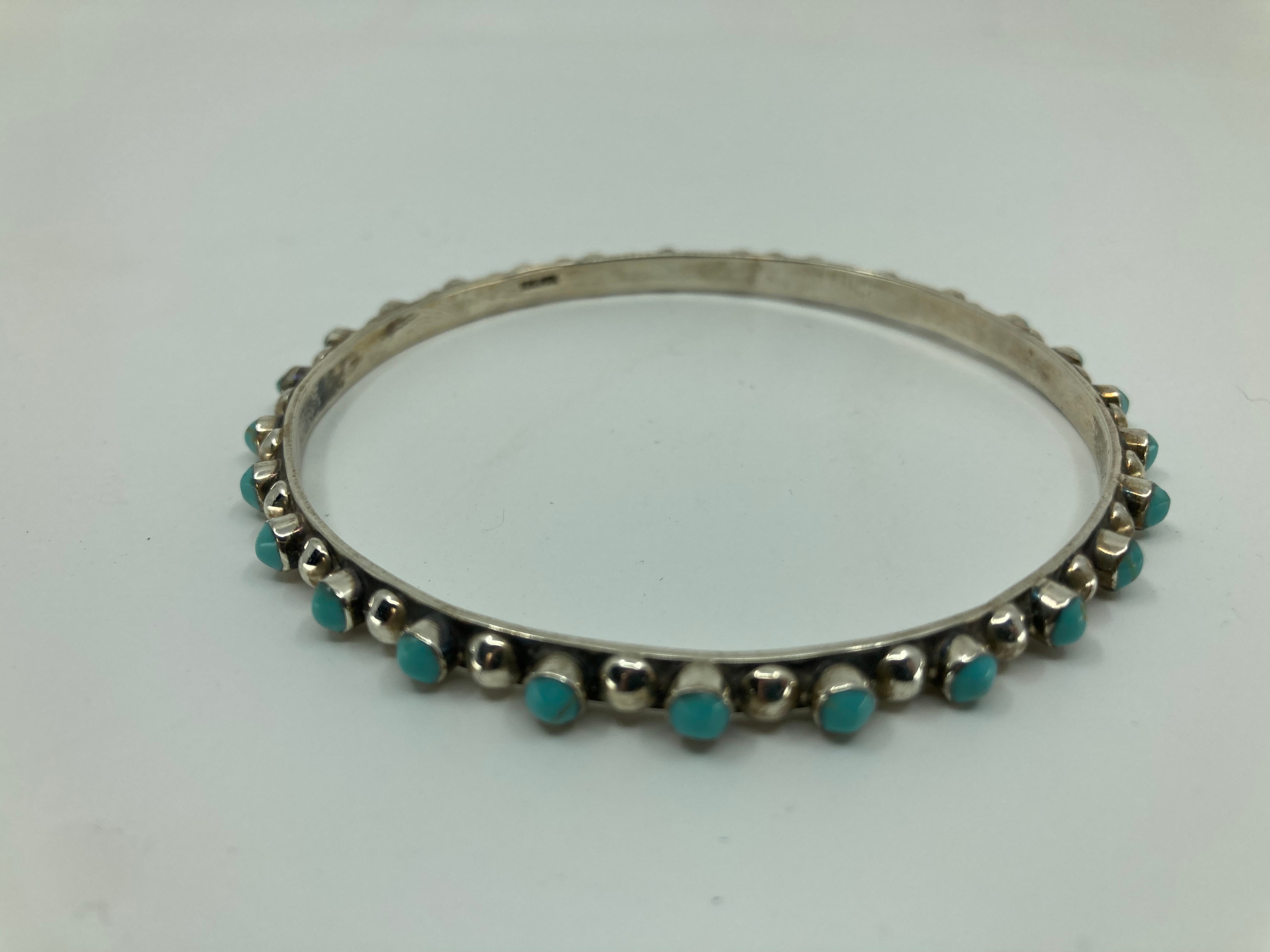 Handmade Navajo Sterling Silver Turquoise Bracelet PSTPB01