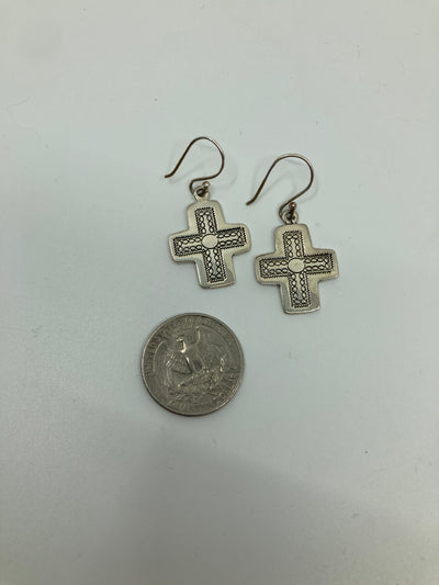 Handmade Sterling Silver Cross Earrings PSTPE43