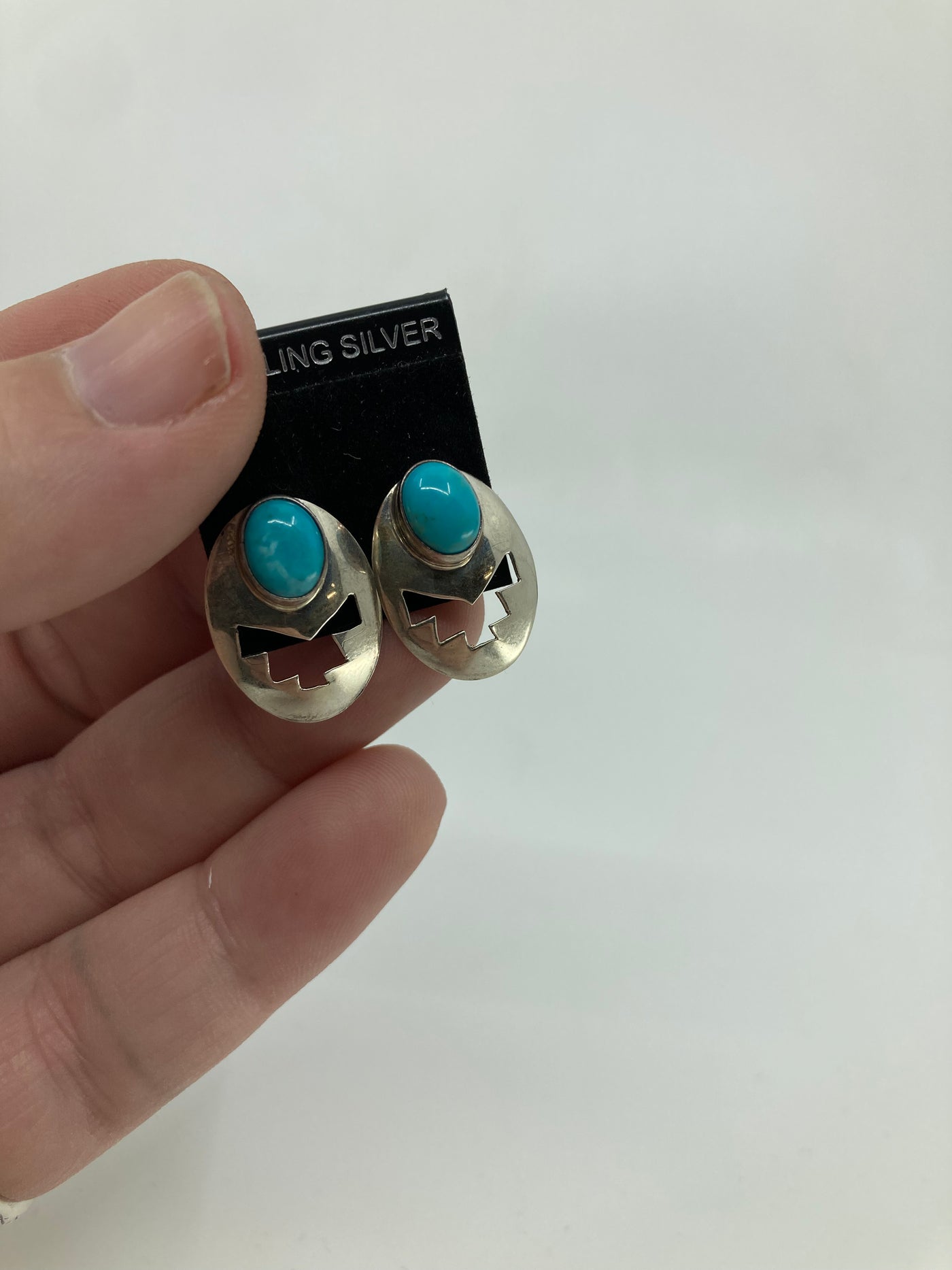 Handmade Sterling Silver Turquoise  Concho Stud Earrings PSTPE18