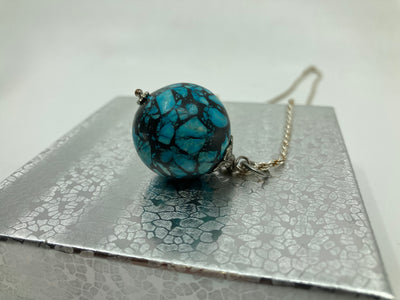 Handmade Sterling Silver Turquoise Globe Necklace PSTPN13