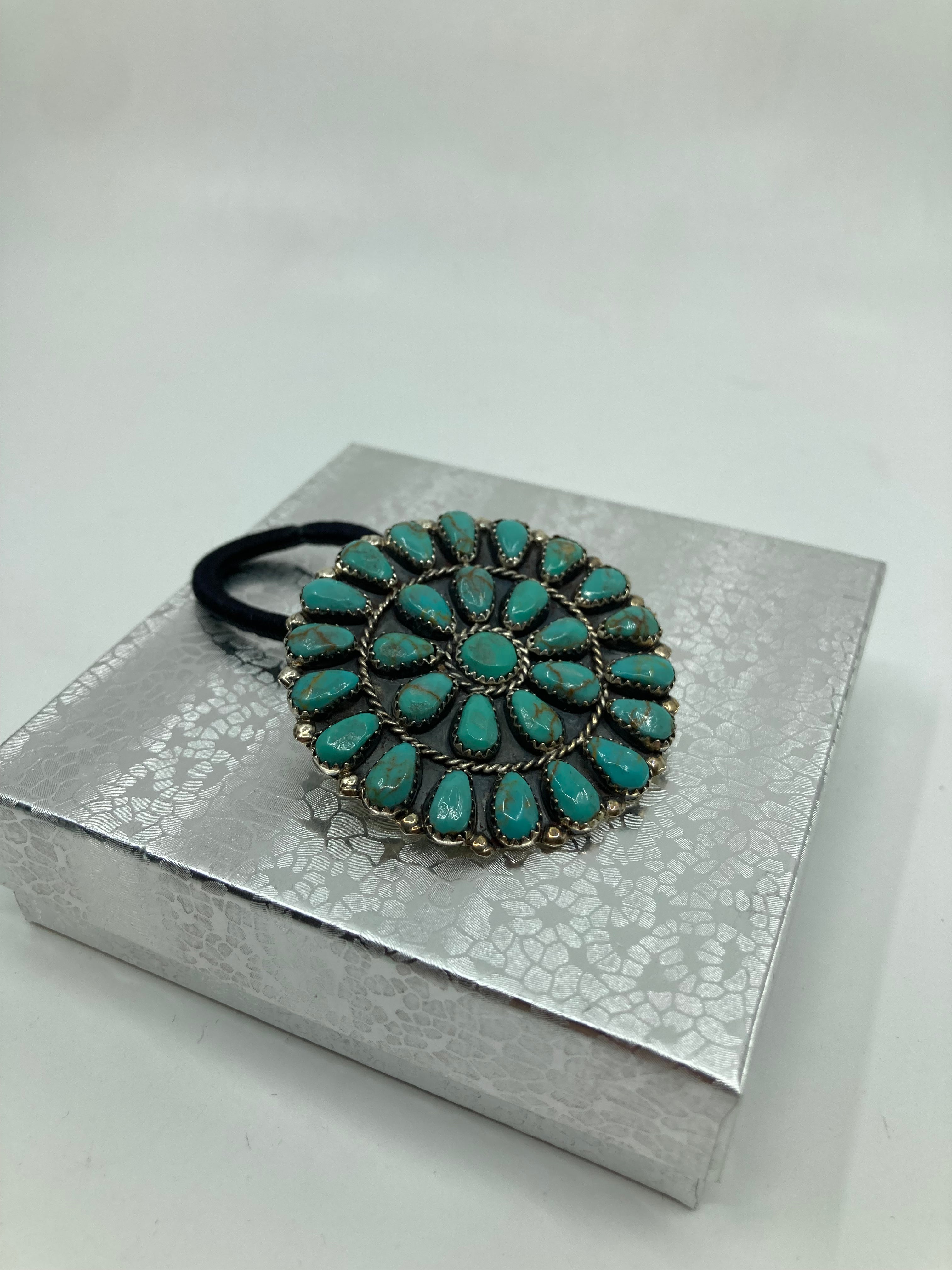 Sterling Silver Turquoise Concho Pony Tail Holder PSTPHC08