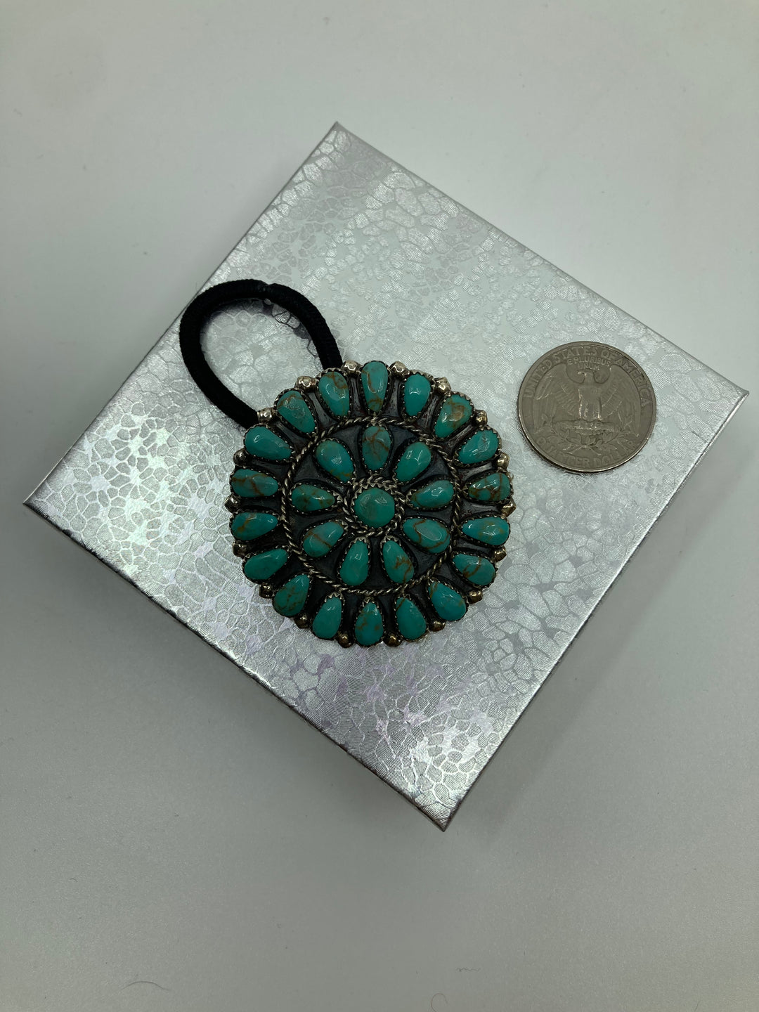 Sterling Silver Turquoise Concho Pony Tail Holder PSTPHC08