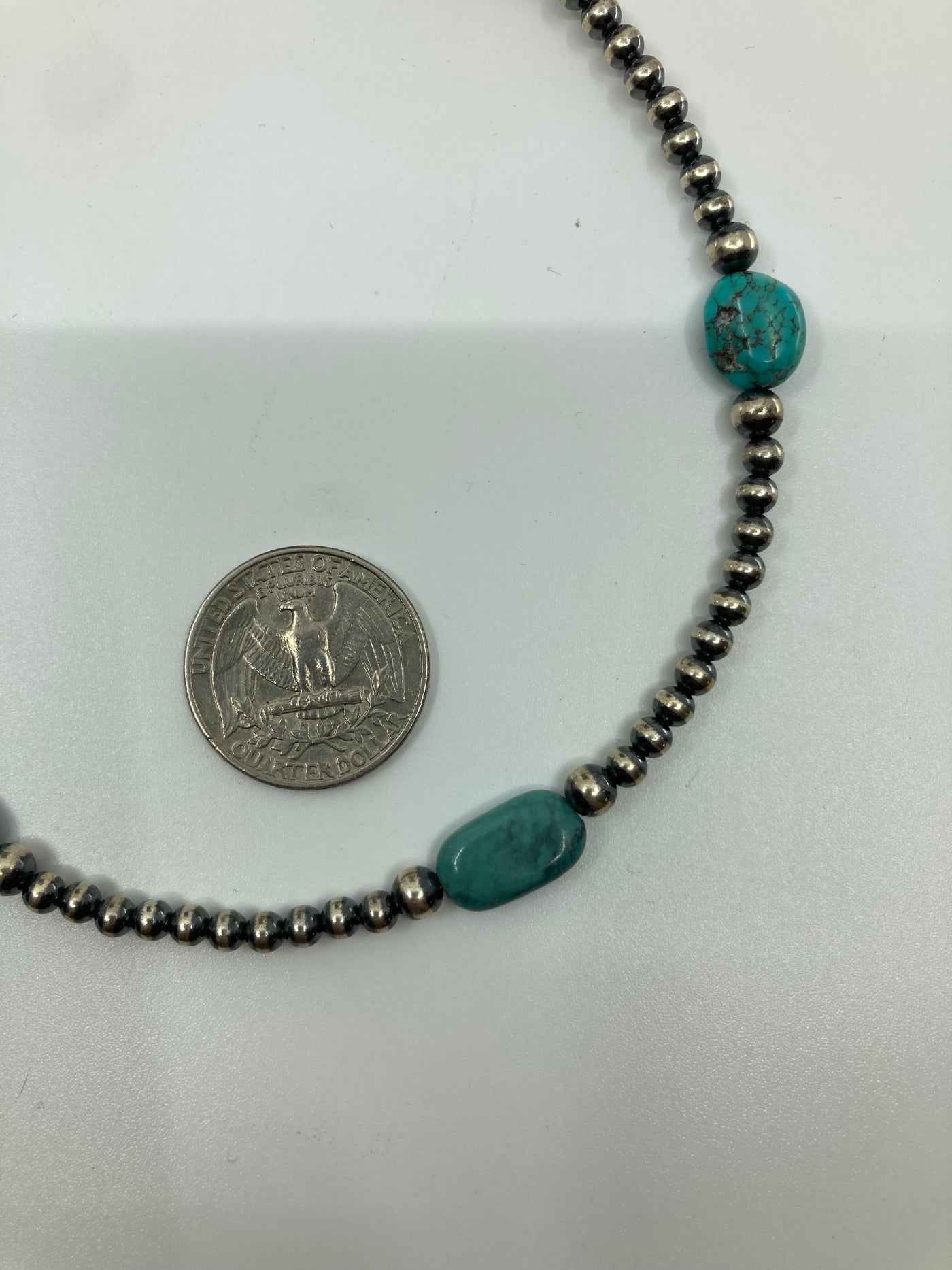 Handmade Navajo Pearls Sterling Silver and Turquoise Choker Necklace PSTPN16