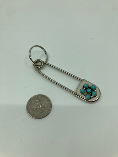 Handmade Sterling Silver and Turquoise Key Ring PSTPKR01