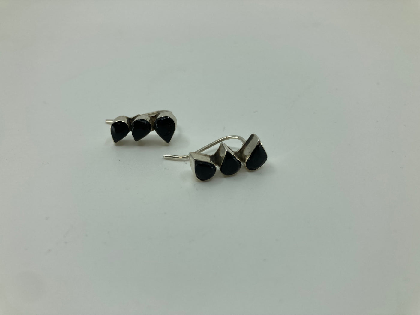 Handmade Sterling Silver and Onyx 3 Teardrop Earrings PSTPE50B