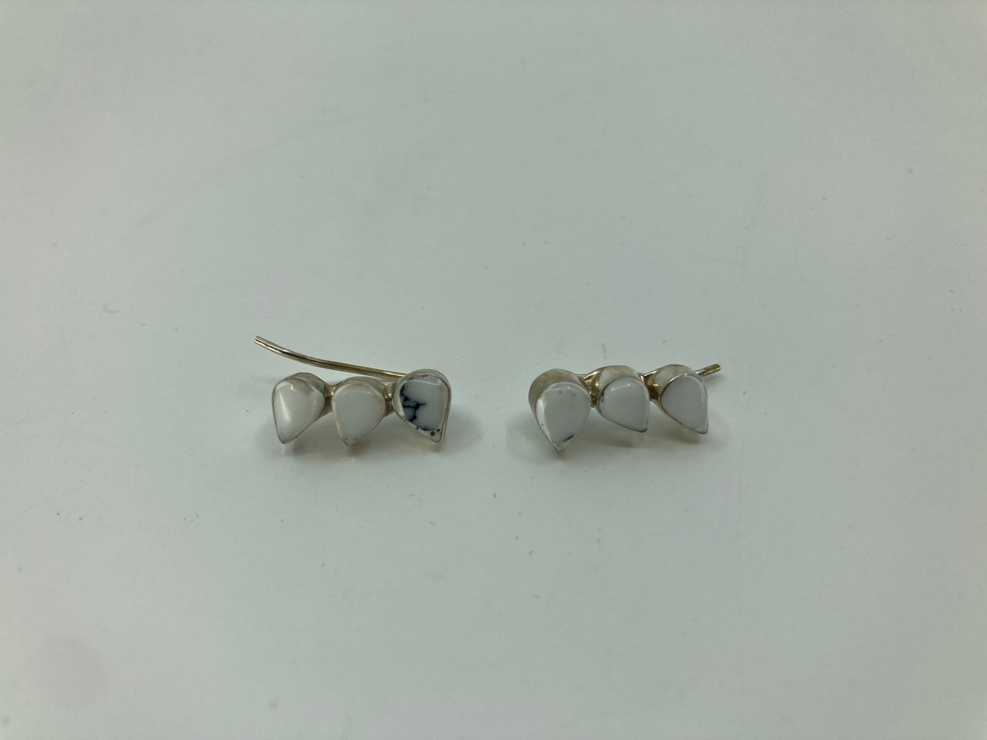 Handmade Sterling Silver and Howlite 3 Teardrop Earrings PSTPE50C