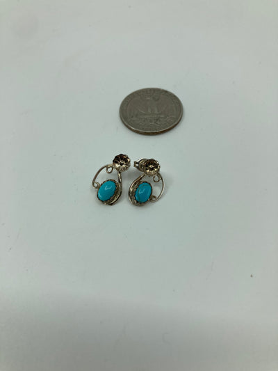 Handmade Sterling Silver and Turquoise Karen McCray Stud Earrings PSTPE53