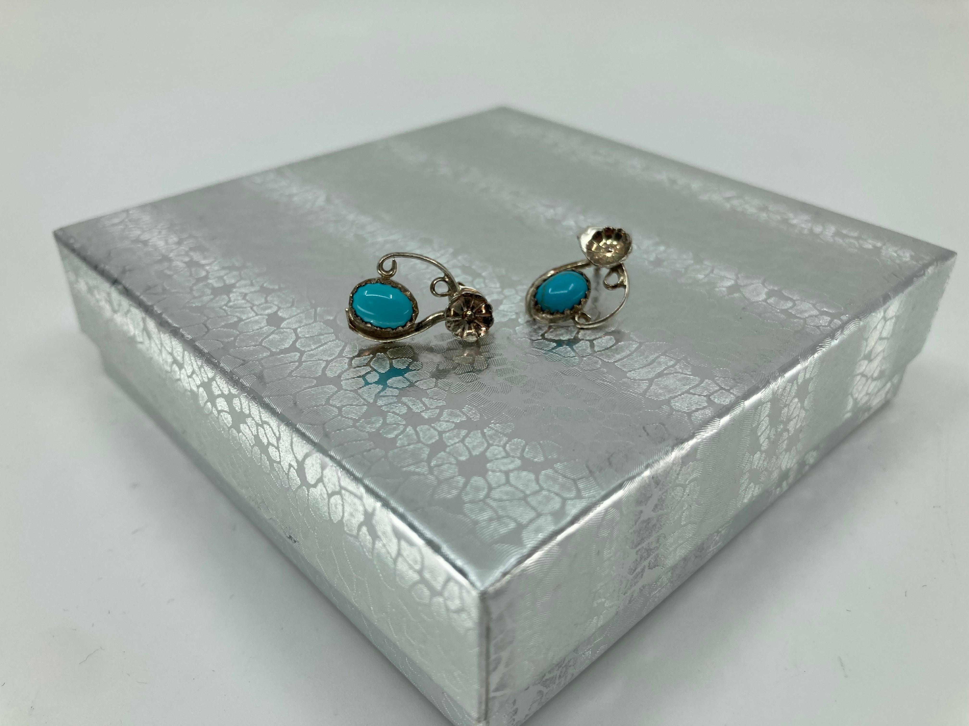 Handmade Sterling Silver and Turquoise Karen McCray Stud Earrings PSTPE53