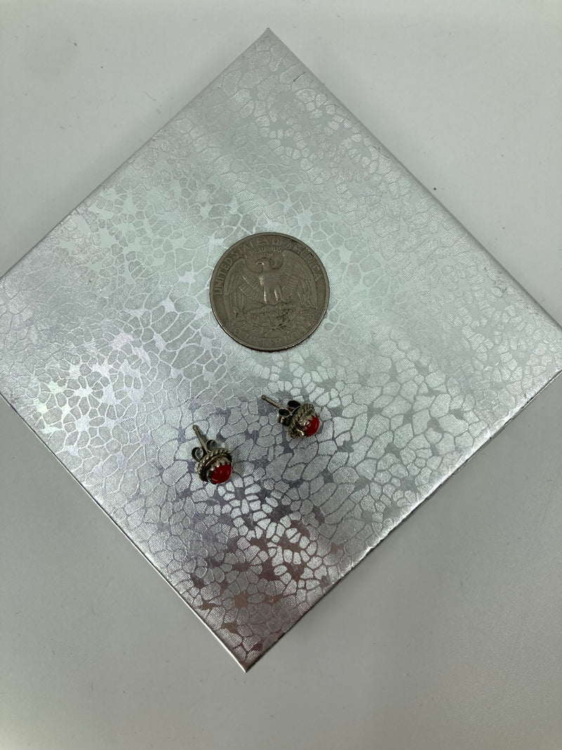 Coral Classic Stud Earrings PSTPE54A