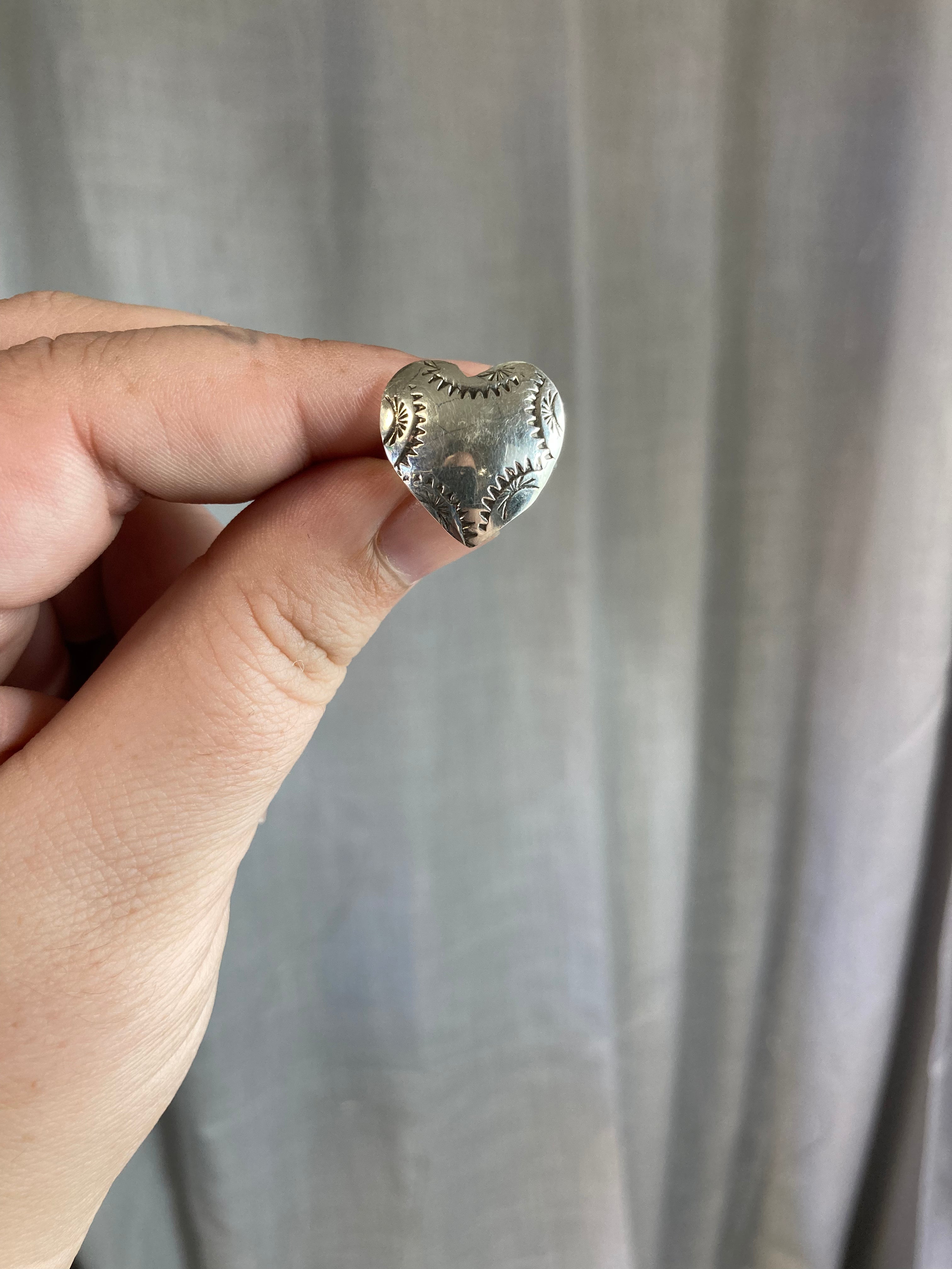 Handmade Navajo Sterling Silver Heart Ring Size 6 PSTPR29