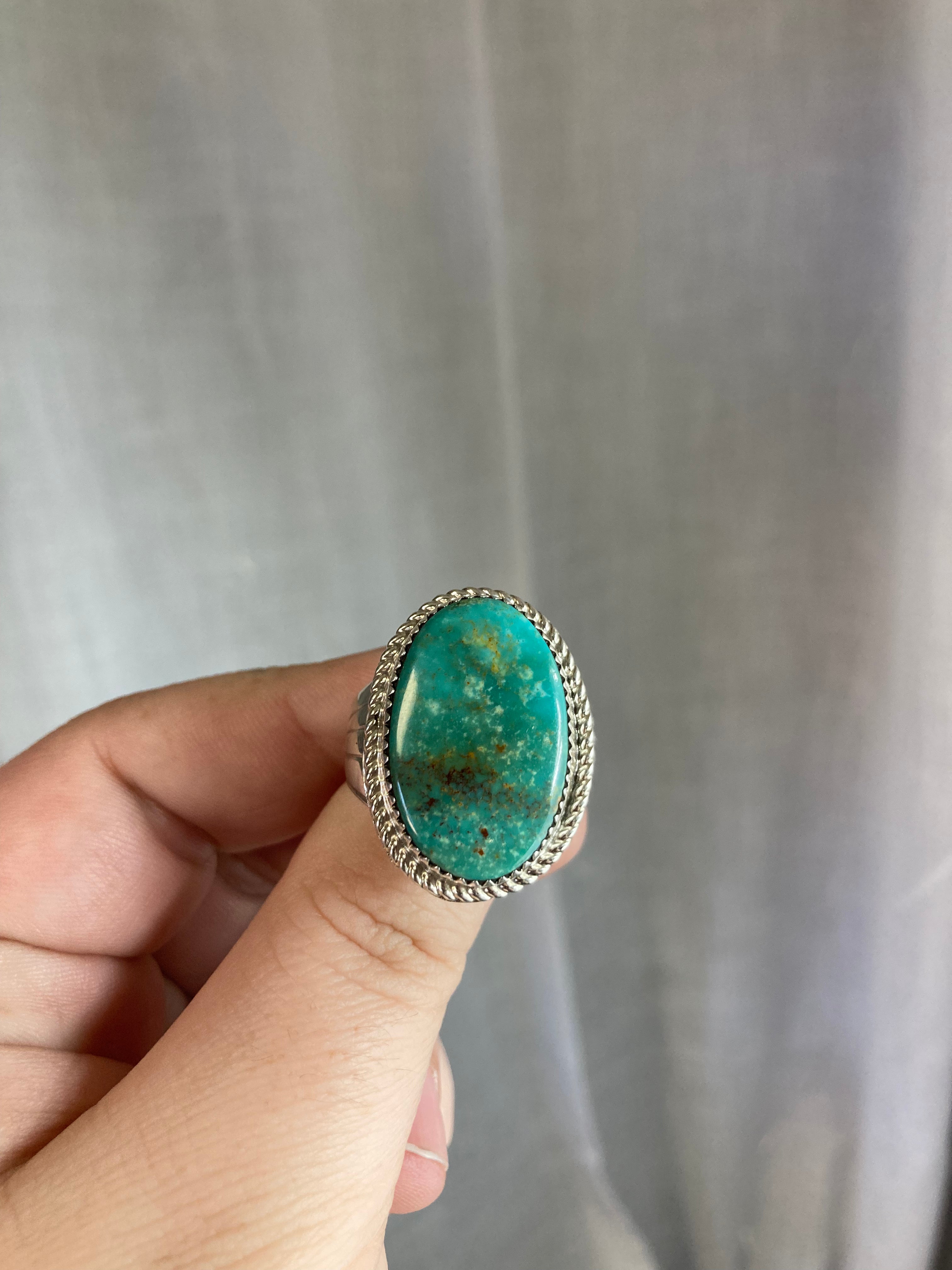 Handmade Navajo Sterling Silver Turquoise Ring Size 12 PSTPR07