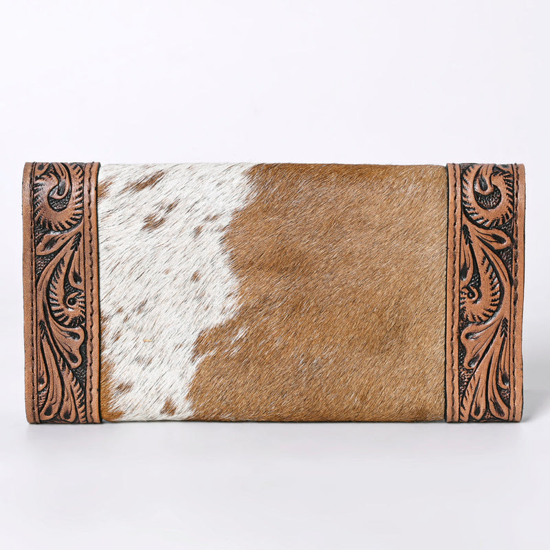 Ohlay Wallet KBG257 handmade genuine cowhide leather with hand-tooled carved detailing and durable YKK zipper closure