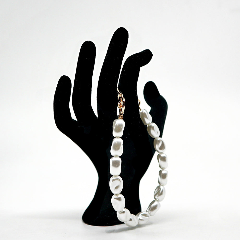 Glitter pearl phone lanyard with anti-lost patch and keychain, elegant crossbody strap accessory