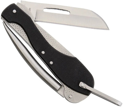 Marlin Spike Folding Knife –4" Closed, 3" Stainless Blade Black G10 Ha