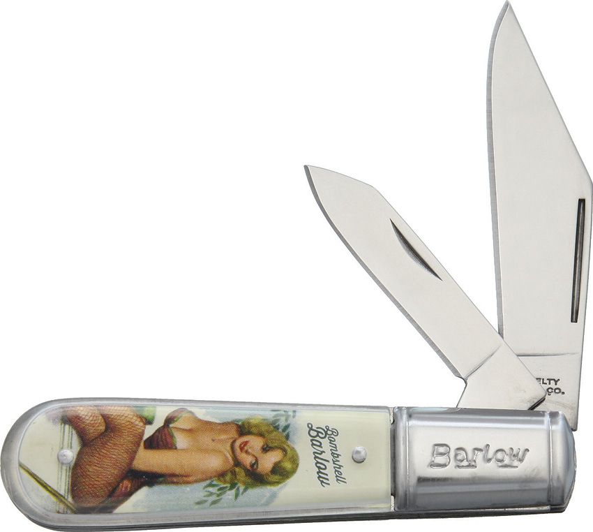 Bombshell Barlow Knife – 3.25" Closed with Stainless Clip and Pen Blades -NV314