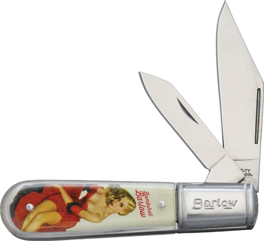 Bombshell Barlow Knife – 3.25" Closed with Mirror Finish Stainless Clip -NV315