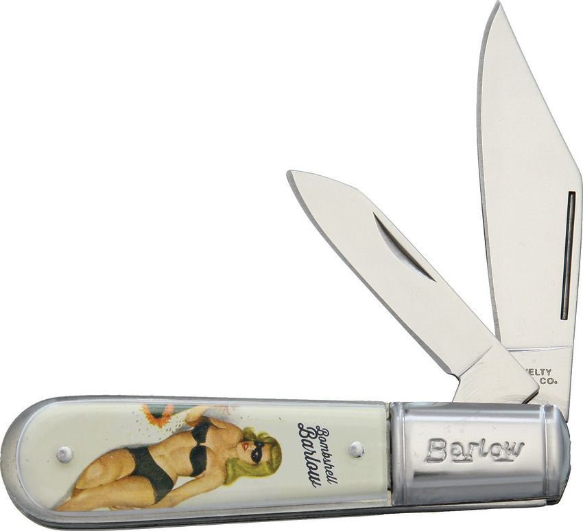 Bombshell Barlow Knife – 3.25" Closed with Mirror Finish Stainless Clip -NV316